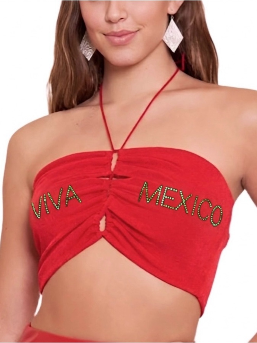 Mexico rhinestone crop top shirt